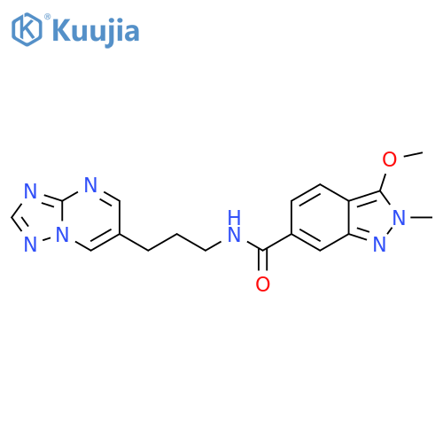N-(3-([1,2,4]triazolo[1,5-a]pyrimidin-6-yl)propyl)-3-methoxy-2-methyl-2H-indazole-6-carboxamide structure