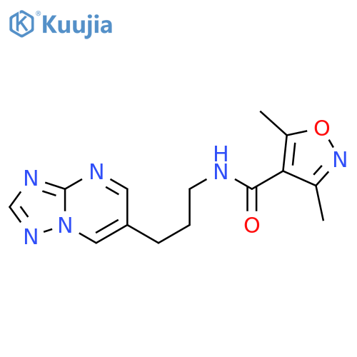 3,5-dimethyl-N-[3-([1,2,4]triazolo[1,5-a]pyrimidin-6-yl)propyl]-1,2-oxazole-4-carboxamide structure