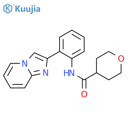 N-(2-imidazo[1,2-a]pyridin-2-ylphenyl)oxane-4-carboxamide structure