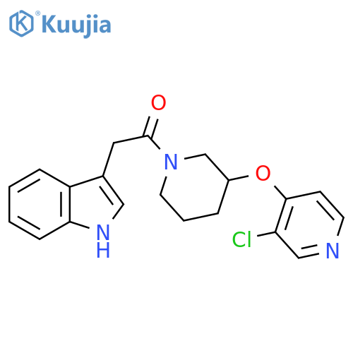 1-{3-[(3-chloropyridin-4-yl)oxy]piperidin-1-yl}-2-(1H-indol-3-yl)ethan-1-one structure
