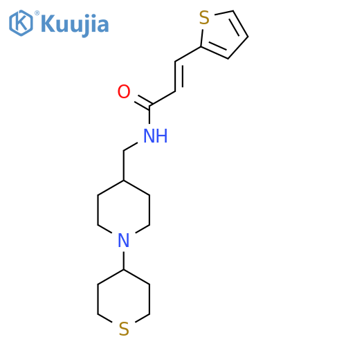 (E)-N-((1-(tetrahydro-2H-thiopyran-4-yl)piperidin-4-yl)methyl)-3-(thiophen-2-yl)acrylamide structure