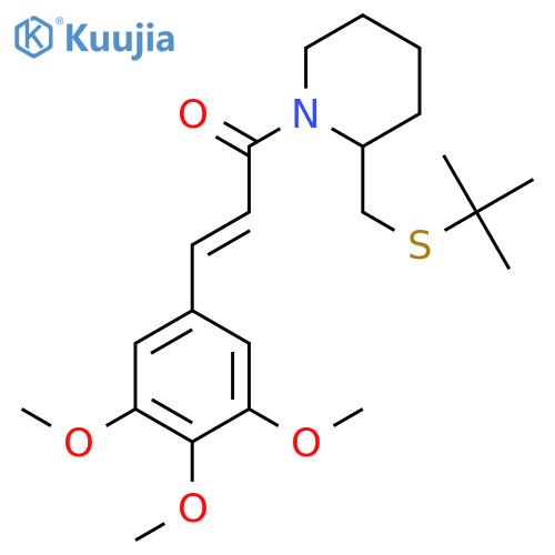 (2E)-1-{2-[(tert-butylsulfanyl)methyl]piperidin-1-yl}-3-(3,4,5-trimethoxyphenyl)prop-2-en-1-one structure