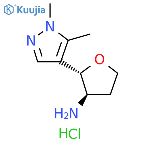 rac-(2R,3S)-2-(1,5-dimethyl-1H-pyrazol-4-yl)oxolan-3-amine dihydrochloride, trans structure