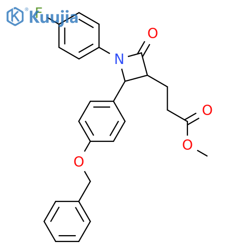 Methyl 3-((2S,3R)-2-(4-(benzyloxy)phenyl)-1-(4-fluorophenyl)-4-oxoazetidin-3-yl)propanoate structure