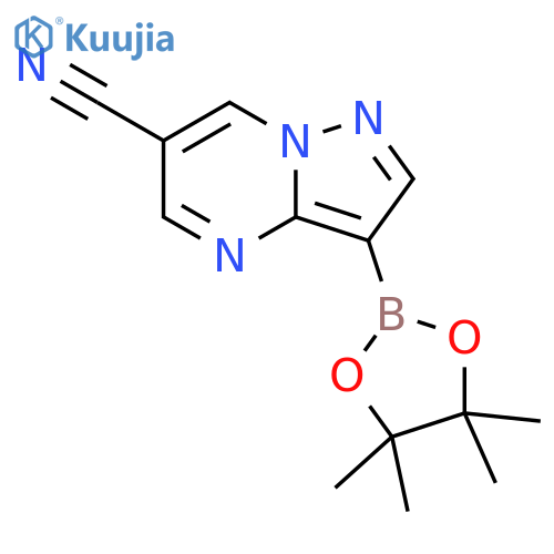 3-(tetramethyl-1,3,2-dioxaborolan-2-yl)pyrazolo[1,5-a]pyrimidine-6-carbonitrile structure