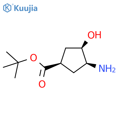 tert-butyl (1R,3S,4R)-3-amino-4-hydroxycyclopentane-1-carboxylate structure