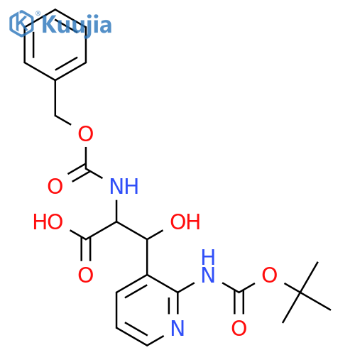 2-{(benzyloxy)carbonylamino}-3-(2-{(tert-butoxy)carbonylamino}pyridin-3-yl)-3-hydroxypropanoic acid structure