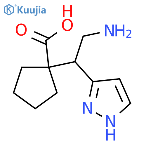 1-2-amino-1-(1H-pyrazol-3-yl)ethylcyclopentane-1-carboxylic acid structure