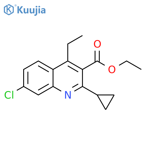 3-Quinolinecarboxylic acid, 7-chloro-2-cyclopropyl-4-ethyl-, ethyl ester structure