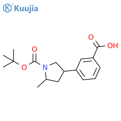 3-{1-(tert-butoxy)carbonyl-5-methylpyrrolidin-3-yl}benzoic acid structure