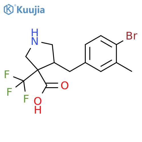 3-Pyrrolidinecarboxylic acid, 4-[(4-bromo-3-methylphenyl)methyl]-3-(trifluoromethyl)- structure