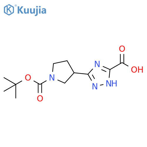 3-{1-(tert-butoxy)carbonylpyrrolidin-3-yl}-1H-1,2,4-triazole-5-carboxylic acid structure