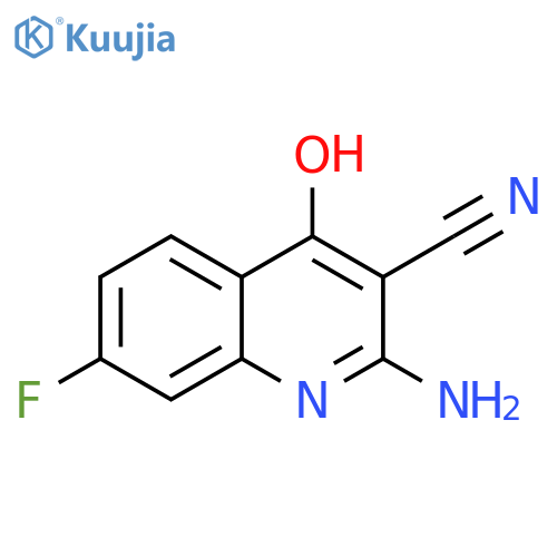 2-amino-7-fluoro-4-hydroxyquinoline-3-carbonitrile structure