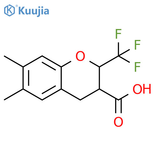 6,7-dimethyl-2-(trifluoromethyl)-3,4-dihydro-2H-1-benzopyran-3-carboxylic acid structure