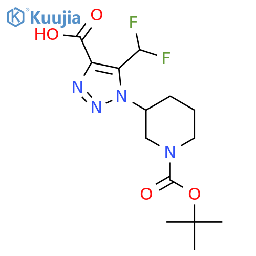 1-{1-(tert-butoxy)carbonylpiperidin-3-yl}-5-(difluoromethyl)-1H-1,2,3-triazole-4-carboxylic acid structure