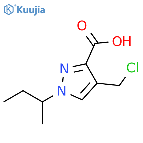 1-(butan-2-yl)-4-(chloromethyl)-1H-pyrazole-3-carboxylic acid structure