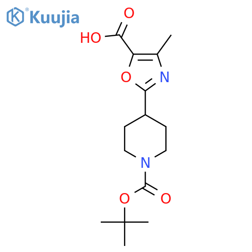 2-{1-(tert-butoxy)carbonylpiperidin-4-yl}-4-methyl-1,3-oxazole-5-carboxylic acid structure