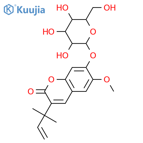 3-(1,1-Dimethyl-2-propenyl)-6,7-dihydroxy-2H-1-benzopyran-2-one; 6-Me ether, 7-O-β-D-glucopyranoside structure
