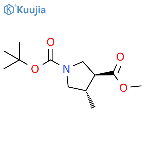 1,3-Pyrrolidinedicarboxylic acid, 4-methyl-, 1-(1,1-dimethylethyl) 3-methyl ester, (3S,4S)- structure