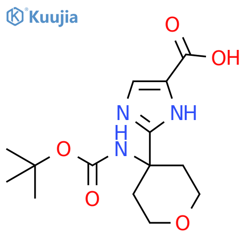 2-(4-{(tert-butoxy)carbonylamino}oxan-4-yl)-1H-imidazole-5-carboxylic acid structure