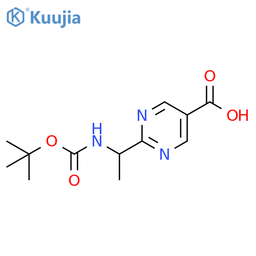 5-Pyrimidinecarboxylic acid, 2-[1-[[(1,1-dimethylethoxy)carbonyl]amino]ethyl]- structure