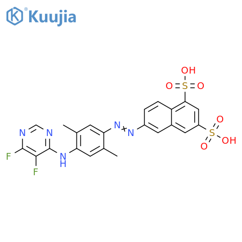 1,3-Naphthalenedisulfonic acid, 6-[2-[4-[(5,6-difluoro-4-pyrimidinyl)amino]-2,5-dimethylphenyl]diazenyl]- structure