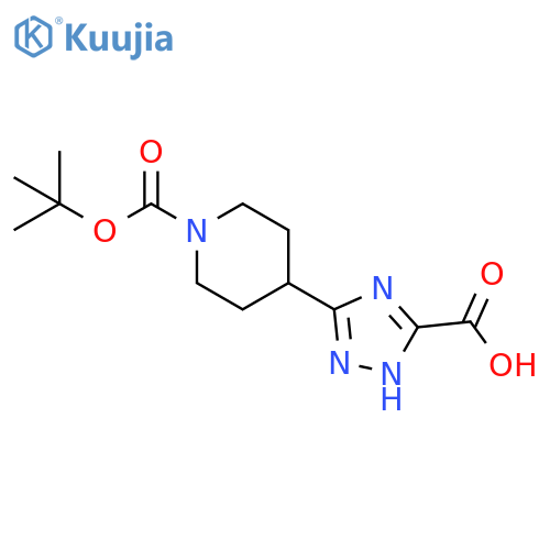 3-{1-(tert-butoxy)carbonylpiperidin-4-yl}-1H-1,2,4-triazole-5-carboxylic acid structure