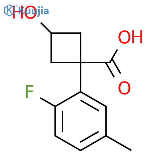 1-(2-Fluoro-5-methylphenyl)-3-hydroxycyclobutane-1-carboxylic acid structure