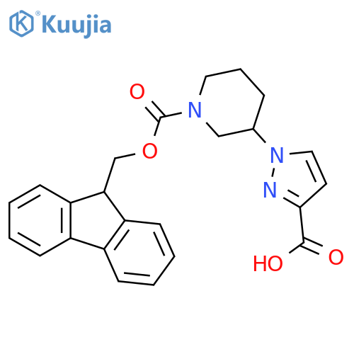 1-(1-{[(9H-fluoren-9-yl)methoxy]carbonyl}piperidin-3-yl)-1H-pyrazole-3-carboxylic acid structure