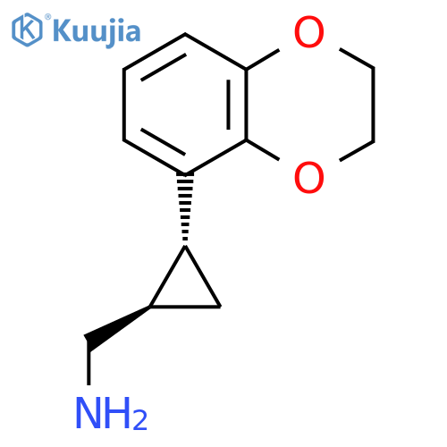 rac-(1R,2R)-2-(2,3-dihydro-1,4-benzodioxin-5-yl)cyclopropylmethanamine structure