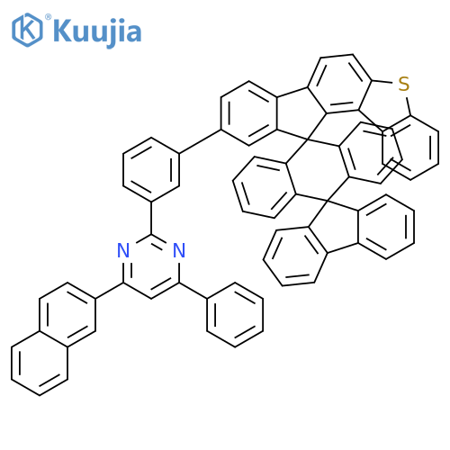 Pyrimidine, 2-(3-dispiro[12H-benzo[b]fluoreno[1,2-d]thiophene-12,9'(10'H)-anthracene-10',9''-[9H]fluoren]-10-ylphenyl)-4-(2-naphthalenyl)-6-phenyl- structure