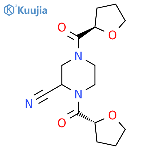 1,4-bis[(2R)-oxolane-2-carbonyl]piperazine-2-carbonitrile structure