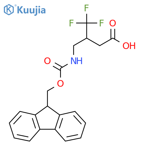 3-[({[(9H-fluoren-9-yl)methoxy]carbonyl}amino)methyl]-4,4,4-trifluorobutanoic acid structure