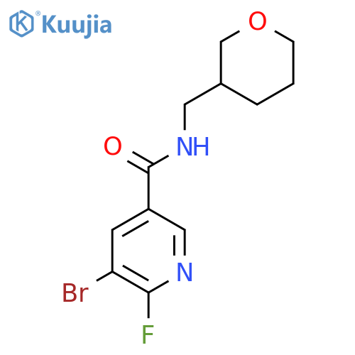 5-bromo-6-fluoro-N-[(oxan-3-yl)methyl]pyridine-3-carboxamide structure