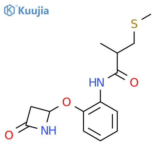 2-methyl-3-(methylsulfanyl)-N-{2-(4-oxoazetidin-2-yl)oxyphenyl}propanamide structure