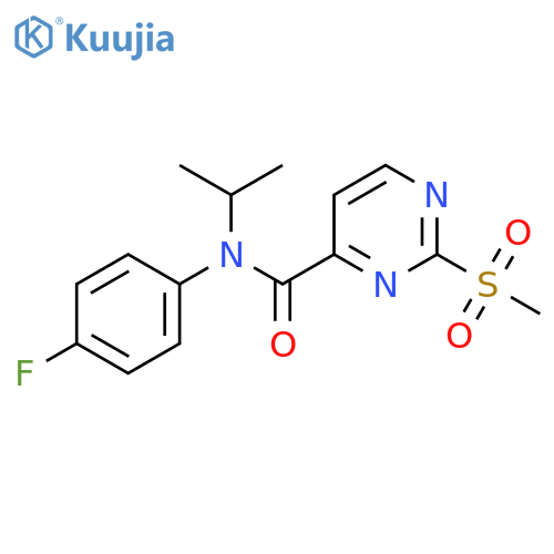 N-(4-fluorophenyl)-2-methanesulfonyl-N-(propan-2-yl)pyrimidine-4-carboxamide structure