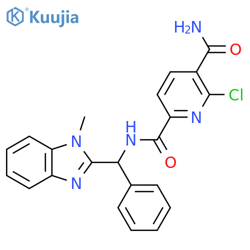 6-chloro-N2-[(1-methyl-1H-1,3-benzodiazol-2-yl)(phenyl)methyl]pyridine-2,5-dicarboxamide structure