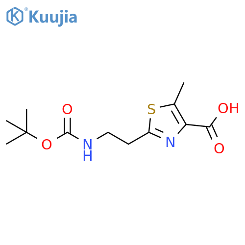 2-(2-{[(tert-butoxy)carbonyl]amino}ethyl)-5-methyl-1,3-thiazole-4-carboxylic acid structure
