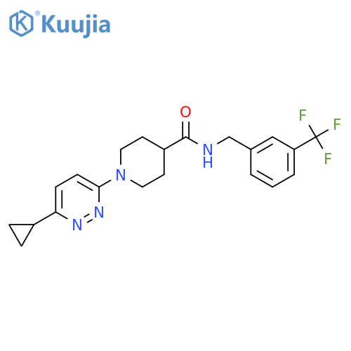 1-(6-cyclopropylpyridazin-3-yl)-N-{[3-(trifluoromethyl)phenyl]methyl}piperidine-4-carboxamide structure