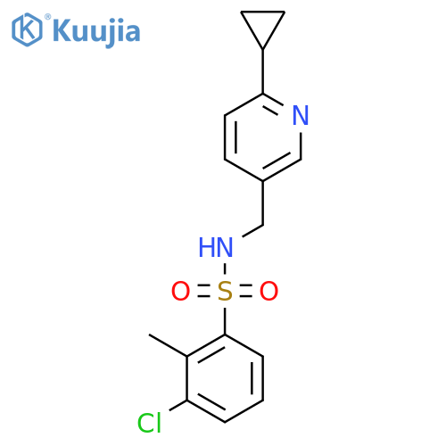 3-chloro-N-[(6-cyclopropylpyridin-3-yl)methyl]-2-methylbenzene-1-sulfonamide structure