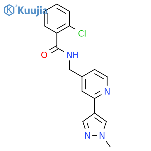 2-chloro-N-{[2-(1-methyl-1H-pyrazol-4-yl)pyridin-4-yl]methyl}benzamide structure