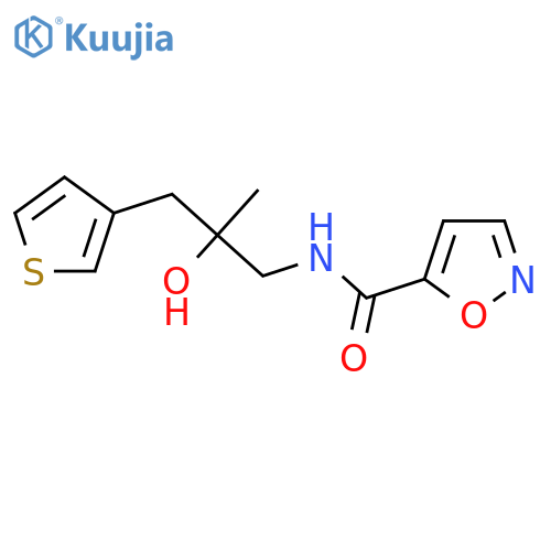 N-[2-hydroxy-2-methyl-3-(thiophen-3-yl)propyl]-1,2-oxazole-5-carboxamide structure