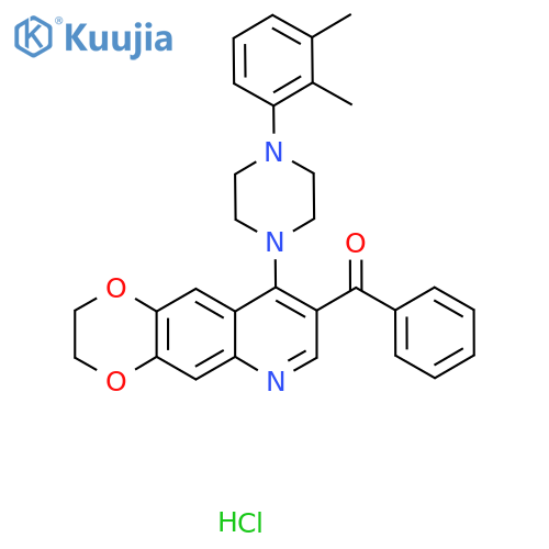 1-{8-benzoyl-2H,3H-1,4dioxino2,3-gquinolin-9-yl}-4-(2,3-dimethylphenyl)piperazine hydrochloride structure