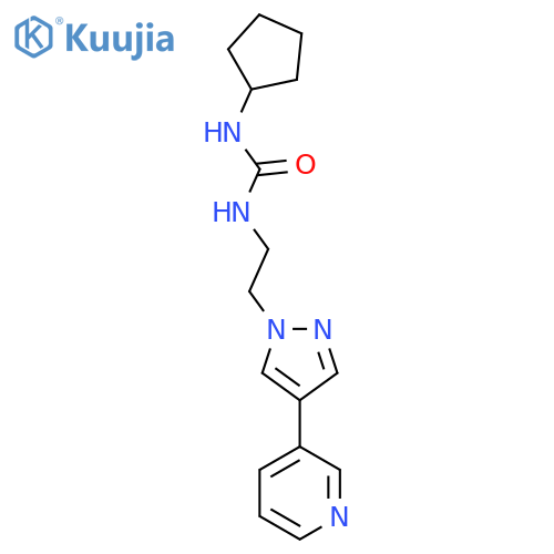 1-cyclopentyl-3-{2-4-(pyridin-3-yl)-1H-pyrazol-1-ylethyl}urea structure