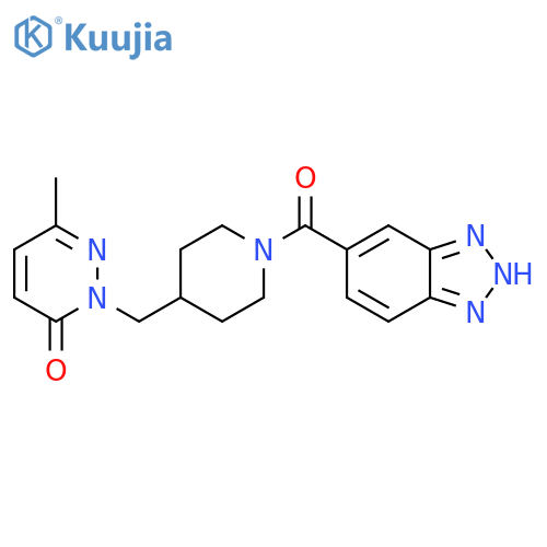 2-{[1-(1H-1,2,3-benzotriazole-5-carbonyl)piperidin-4-yl]methyl}-6-methyl-2,3-dihydropyridazin-3-one structure