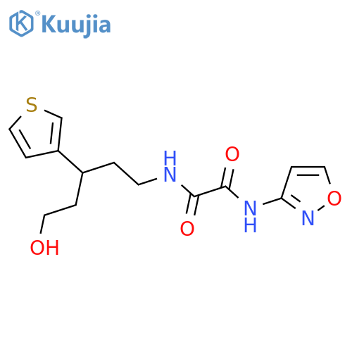 N'-[5-hydroxy-3-(thiophen-3-yl)pentyl]-N-(1,2-oxazol-3-yl)ethanediamide structure