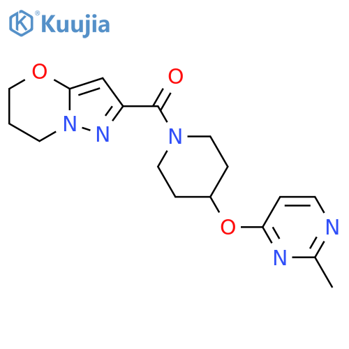 2-methyl-4-(1-{5H,6H,7H-pyrazolo3,2-b1,3oxazine-2-carbonyl}piperidin-4-yl)oxypyrimidine structure