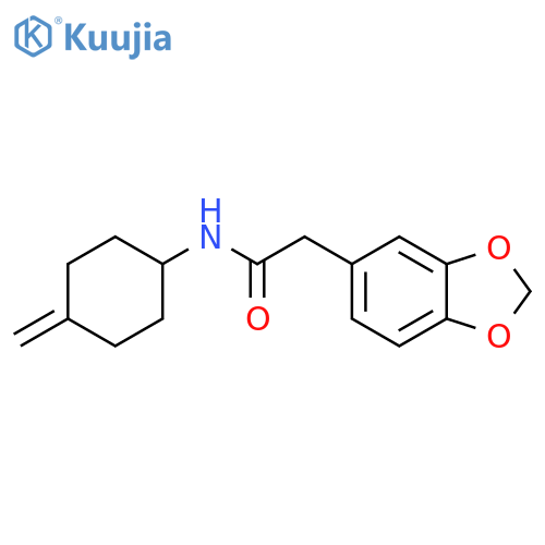 2-(2H-1,3-benzodioxol-5-yl)-N-(4-methylidenecyclohexyl)acetamide structure