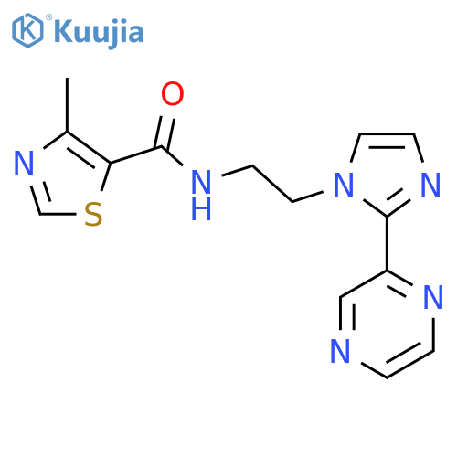 4-methyl-N-{2-2-(pyrazin-2-yl)-1H-imidazol-1-ylethyl}-1,3-thiazole-5-carboxamide structure