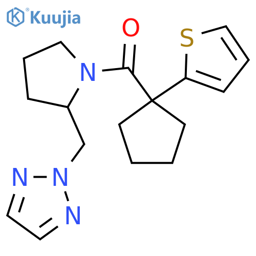 2-({1-1-(thiophen-2-yl)cyclopentanecarbonylpyrrolidin-2-yl}methyl)-2H-1,2,3-triazole structure